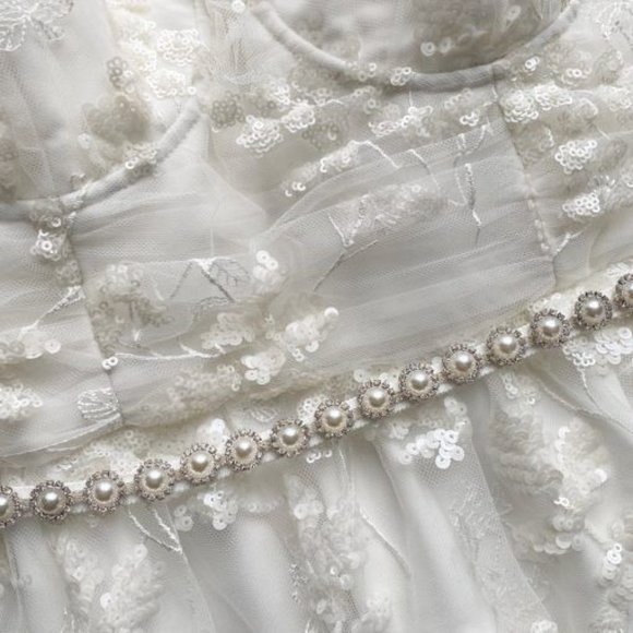 Ivory Blossom Sequin Tiered Maxi Dress  (Self-Portrait) - Picture 6 of 16